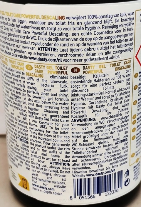 DASTY WC GEL 750ml Bleach żel do czyszczenia i odkamieniania toalety