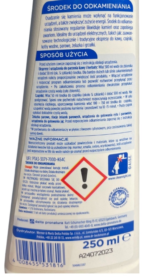 Odkamieniacz Dr Beckmann 250 ml do ekspresów do kawy czajników i AGD