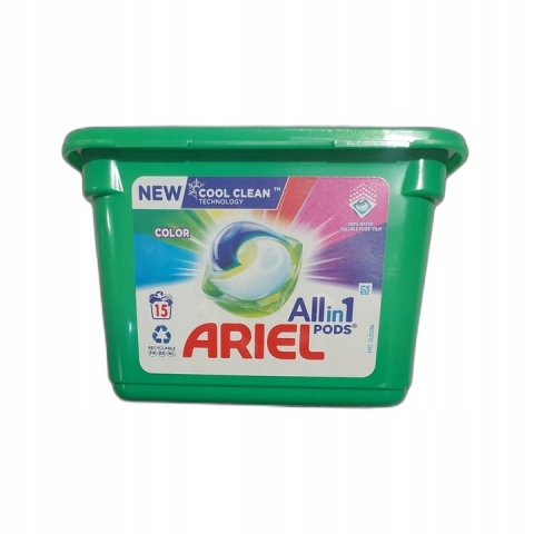 Ariel 3w1 Kapsułki do Prania Kolor 15 prań Skuteczne Czyszczenie i Świeżość