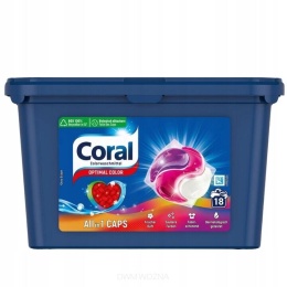 Coral 3in1 Kapsułki do prania kolorów 18 prań skuteczne czyszczenie