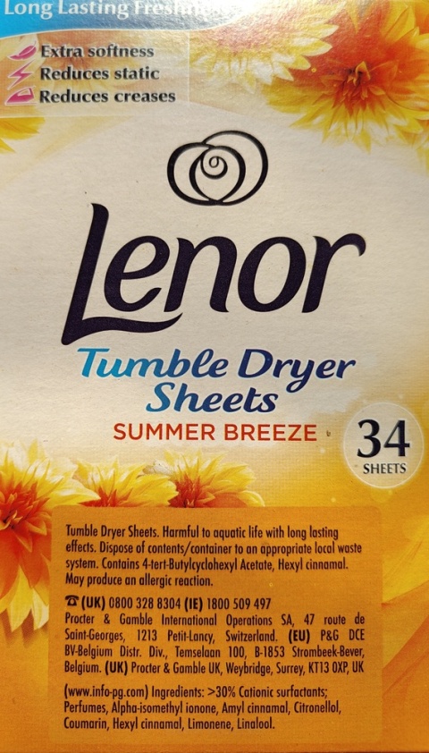 Lenor Chusteczki Zapachowe do Suszarki 34 szt. Świeżość Gold Orchid