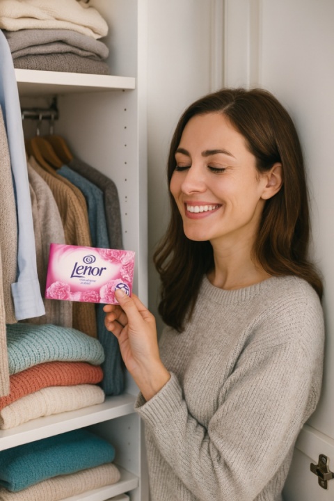 Lenor chusteczki zapachowe do prania szaf szuflad 34szt różowe świeże mocne