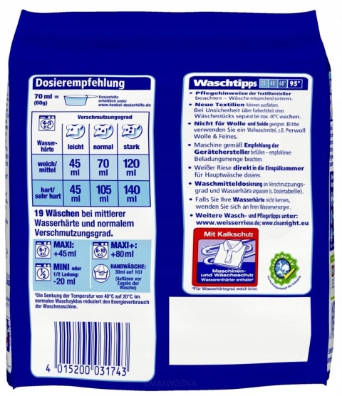Weisser Riese Proszek Uniwersal 1,14kg 19 Prań Skuteczne Pranie