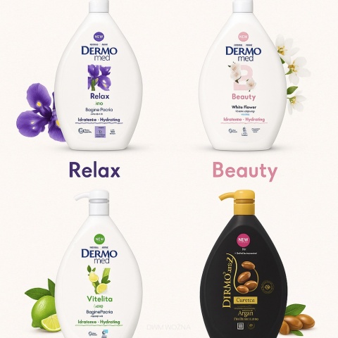 DERMOMED Żel pod prysznic i płyn do kąpieli Argan 1000ml z pompką nawilżający