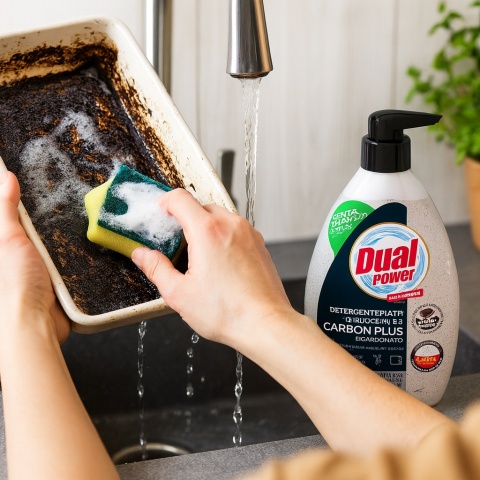 DUAL POWER Płyn do mycia naczyń z pompką 600ml - skuteczne zmywanie