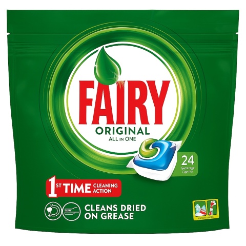 Fairy All-in-One+ Origin 24 kapsułki do zmywarki skuteczne czyszczenie