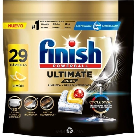 Finish Ultimate Plus All in One Lemon 29 kapsułek tabletki do zmywarki