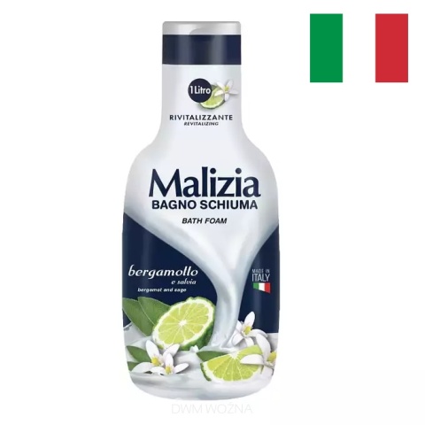 Malizia Bath Foam Bergamot 1000ml Żel pod Prysznic i Płyn do Kąpieli z Włoch