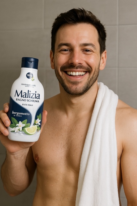 Malizia Bath Foam Bergamot 1000ml Żel pod Prysznic i Płyn do Kąpieli z Włoch