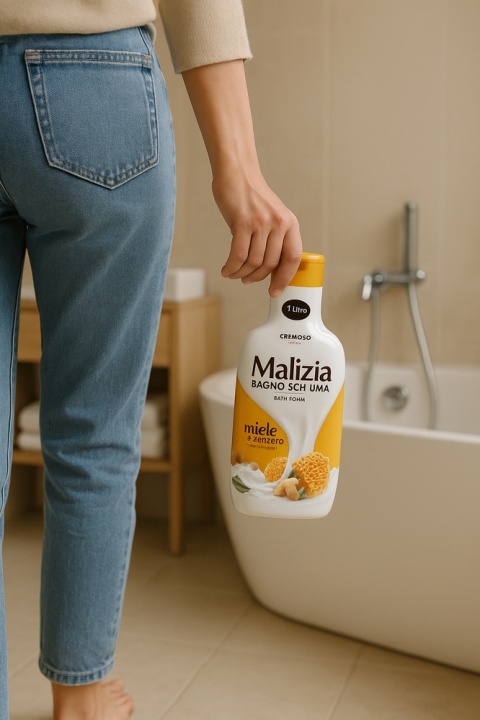 Malizia płyn do kąpieli i żel pod prysznic 1L Miele Zenzero włoski wydajny