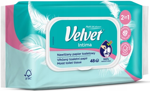 Nawilżany papier toaletowy INTIMA 48 szt delikatny świeży higieniczny
