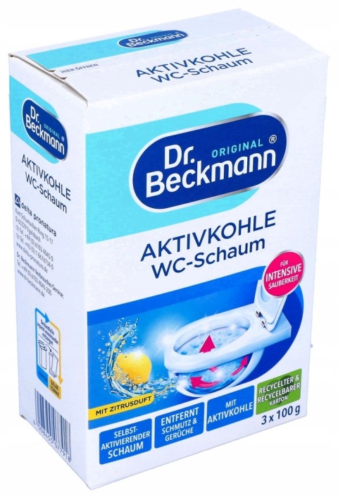 Dr Beckmann WC Schaum 3x100g Aktywna Węgiel Cytrus - Piana do Toalety