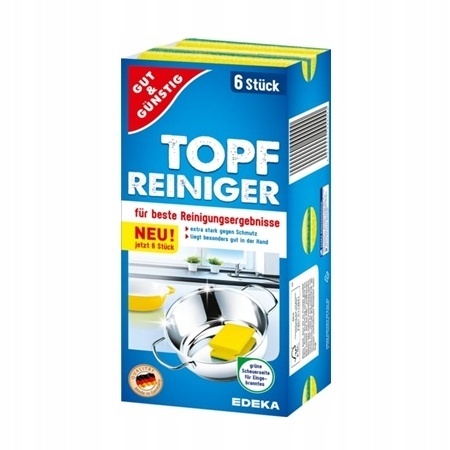 Gut&Günstig Gąbki do Naczyń Duże 6 szt. Mocne Trwałe Dwuwarstwowe