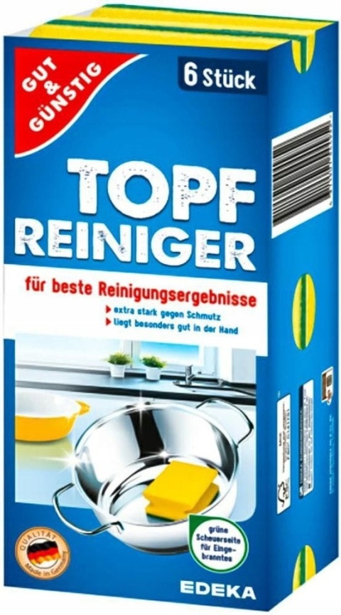 Gut&Günstig Gąbki do Naczyń Duże 6 szt. Mocne Trwałe Dwuwarstwowe