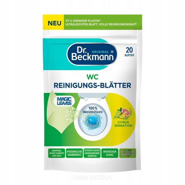 Dr Beckmann magiczne listki do WC  20szt. Citrus